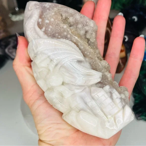 Pink Amethyst Dragon Druzy Carving 🐉 - Picture 1 of 5